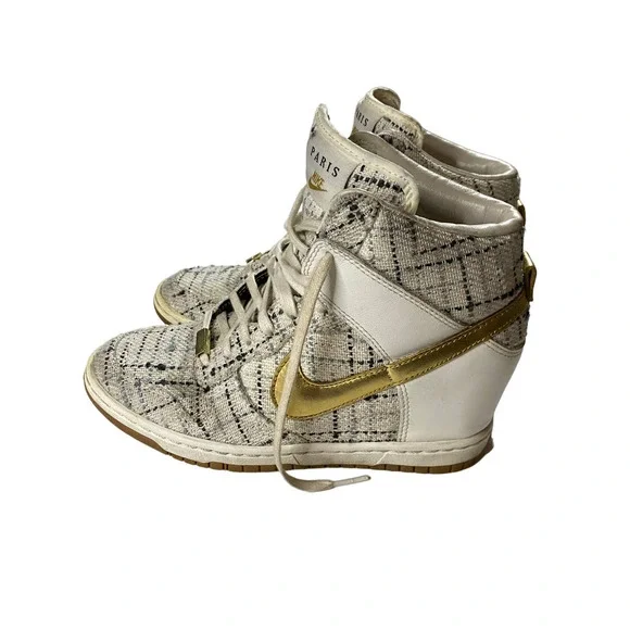 【中古品】ナイキ Wmns Dunk Sky Hi City FW Paris Nike Dunk Sky Hi High City Paris Hidden Wedge Heel White